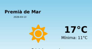 AEMET: El temps per a Premià de Mar – 13 de Març de 2026