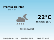 El temps avui 29 de Abril de 2026 a Premià de Mar segons l’AEMET